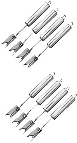 Amosfun 8 Pièces Couteau v Ananas Éplucheur d'ananas de qualité Alimentaire Éplucheur d'ananas Professionnel éplucheur de Fruits Outil de Suppression d'ananas Couteau Coupe Ananas Silver