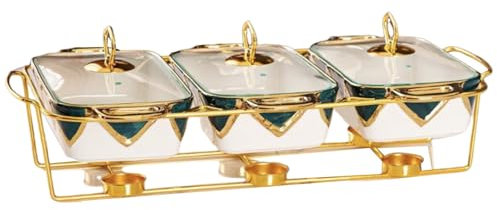 Chafing Dish Buffet Set, Ceramics Buffet Chafing Dish Stove,Buffet Warmers Sets with Trays for Parties Wedding Dinners(Green)