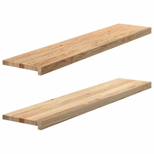 vidaXL Appuis de fenêtre 2 pcs Bois de chêne Massif Non traité, Rebord de fenêtre, Appui de fenêtre en chêne, Appui de fenêtre en Bois