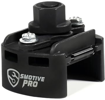 SMOTIVEPRO Adjustable Oil Filter Wrench Set 60-80mm, 1/2 Drive Universal Oil Filter Removal Tool with 2 Durable Serrated Non-Slip Jaws