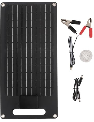 12V Solarpanel Set, 50W Monokristalline Solarmodule, Solar Ladegerät mit USB Kabel und Clip, Aufladen Autobatterie Dual USB Regler Solarmodul von Fahrzeugbatterien und Mobiltelefonen Netzunabhängige