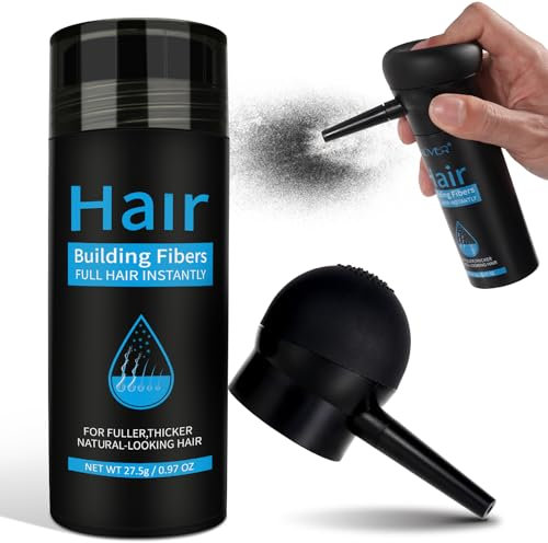 Fibre Capillaires Avec Applicateur, Fibres Capillaires à La Kératine, Correcteur De Perte De Cheveux, Taches Chauves, épaississeur de Cheveux, Poudre Capillaire (Noir)