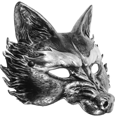 OUNONA Masque de renard de fête costume de loup-garou hommes masque dhalloween demi- loup adulte tête de cheval costume de de mousse PU Black