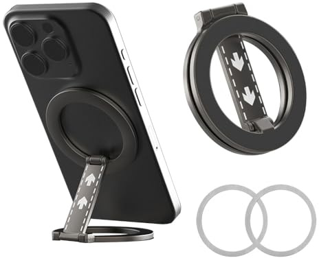 XFSRG Anneau Telephone Portable Magnétique Double Face Pliage en Z Réglage Support Telephone Multi Angles Compact et Portable pour Cuisine Fitness Navigation Automobile