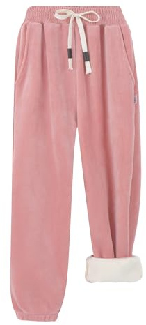 Happy Cherry – vinter varma fleecebyxor baby pojkar flickor långa joggingbyxor tjocka varma joggingbyxor sportbyxor fritidsbyxor barn för skolsport utomhus – 80–158, ROSA, 134-140