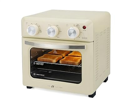 VAL CUCINA 6-in-1 Air Fryer Toaster Oven Combo, Compact 12.7 QT Small Countertop Convection Oven, Fits 9 Pizza & 4 Toast, Hexagon Hybrid Heating, Enamel Baking Pan (Almond Yellow Color)