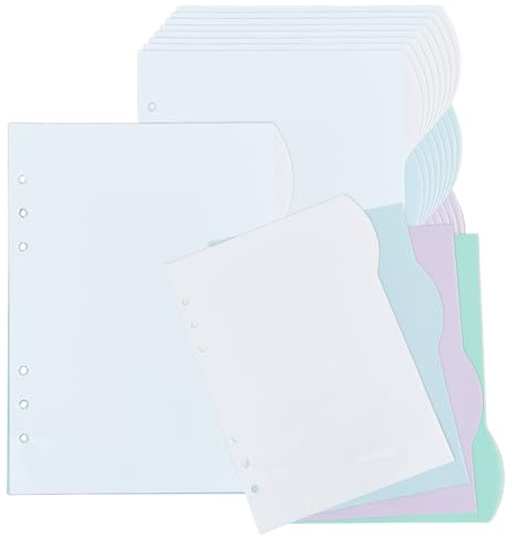 SUPERFINDINGS 40 fogli 10 set di divisori A5 a 9 anelli A5 raccoglitori divisori con 4 linguette divisori colorati in plastica traslucida con linguette raccoglitore, pagine per indici per