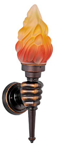 MMRTDJDR Lámparas de Pared Apliques Brazo de antorcha Luz de Pared Exterior Simulación de Vidrio Antorcha Lámpara de Pared Apliques Terraza Balcón Porche Externo Linterna para Poste -Derecha(Derecha)