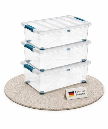 Ondis24 3x Katla 28l Aufbewahrungsbox Rollbox Unterbettbox Ordnungssystem Aufbewahrungsbehälter mit Deckel
