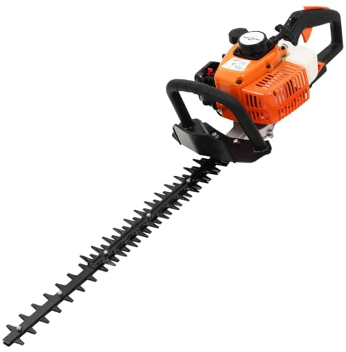 Kaloriko Bensinhäcktrimmer med dubbelsidig kniv 722 mm, 26 cc motor, 600 mm skärlängd, 180° vridbart handtag, stål och plast, effektiv för baksida, buske och buskvård
