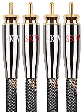 SKW, Cavo RCA da 2RCA maschio a 2RCA maschio per audiofili, per sistemi HiFi, con cavo di interconnessione con diametro di 7 mm (lunghezza di 0,5m, colore nero, in nylon)