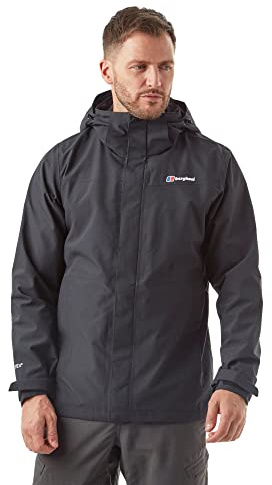 Berghaus Men's Maitland GORE-TEX IA Waterproof Jacket with 3-in-1 Compatibility, Mens Raincoat, Men's Hiking & Outdoor Recreation Clothing, Black, XL