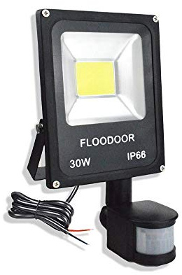 Floodoor 30W LED Motion Sensor Light Outdoor Safety Waterproof 12-24V AC/DC IP66 Super Bright Floodlight, 6000K, Daylight White, 150W Bulb Equivalent, 2700LM, PIR Intelligent Sensor Light (No Plug)