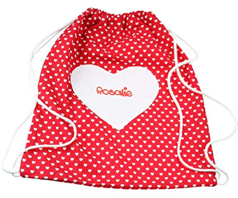 Roter Sportbeutel mit Herz & Namen Turnbeutel Kinderbeutel Kindertasche Rucksack Kindergartenbeutel Sportrucksack Freizeitbeutel