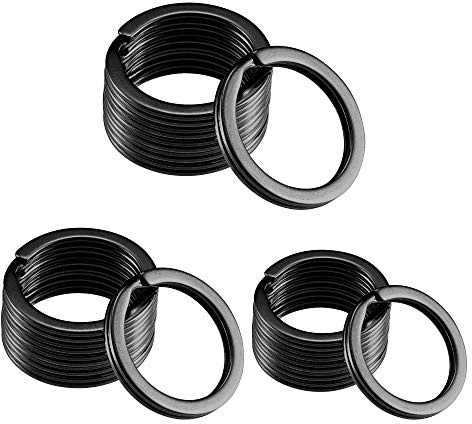 Gimars 30PCS Porte-Clés Anneaux Ronds Brisés en Métal 304 Acier inoxydable Solide pour Clé de Voiture Maison,Arts,Artisanat,Lanières Organisation Argent,3 Tailles Différentes 20/25/30mm – Noir