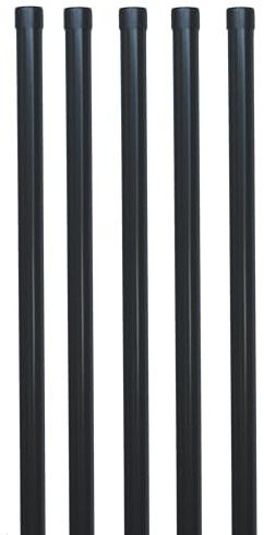 EXCOLO 5er Set Zaunpfosten Ø 34 mm, 1725 mm lang, Metallpfosten pulverbeschichtet Anthrazit RAL 7016, Pfosten für 1,5 m hohe Schweißgitterzäune, mit Kunststoffkappen, Bohrung, robust