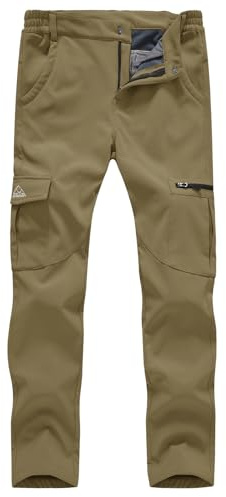 donhobo Damfodrade vinterbyxor, vindtäta, vattentäta, ventilerande, varma softshell byxor, utomhus, vandring, skidfunktionella byxor, bergbyxor, kaki M