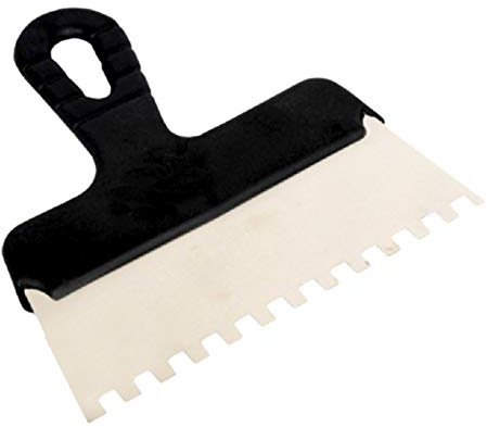 Toolty Professional Stainless Steel Notched Taping Knife, Tiling Trowel, Plastering Trowel -600mm, 10x10mm - for Adhesive mortars - Plastic Handle, Tile, Tiling, Adhesive, DIY - TLTY-0981