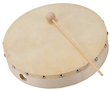 Tamburin aus Ahorn mit Schlägel und Naturleder 8
