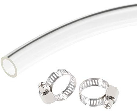 sourcing map PVC Clear Vinyl Tubing, 12mm(1/2) ID 16mm(5/8) OD 10ft Plastic Pipe Air Water Hose with Clamps