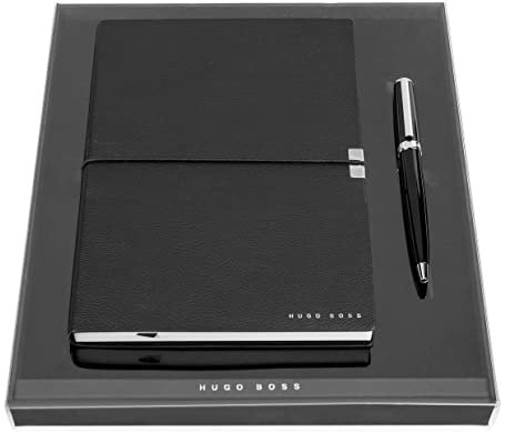 Hugo Boss Schreib-Set Kugelschreiber Gear Icon und A5 Notizblock Elegance Storyline in der Geschenkbox, HPBH124A