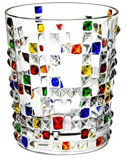 Vasos de whisky Copa cuadrada de color Vasos escoceses de cristal de colores Tazas de vidrieras pintadas a mano Copa de vino para vodka y bebidas de cóctel