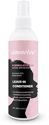 immetee Wig Spray, Leave-In Hair Conditioner for Wig, Wig Moisturing & Hydrating Detangler Hair Spray. 250Ml/8.4Fl. Oz (Formulated for Natural Wigs)