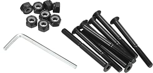 PATIKIL Skateboard Matériel Trousse, 2.1 Montage Vis Hexagon Tête Boulons Écrous Ensemble avec Clé à Molette pour Longboard Croiseur, Noir