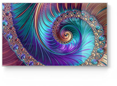 DEQORI Frühstücksbrett Glas | klein 23x14 cm | Motiv Fantasievolle Farbspirale | Design Schneidebrett für Küche | Frühstücksbrettchen antibakteriell & rutschfest | Glasplatte & Servierplatte