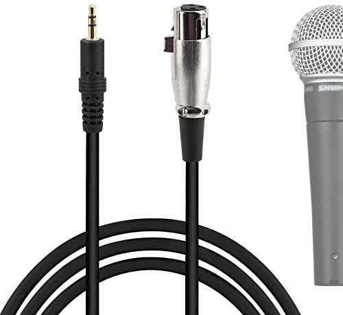 Geekria Cavo per microfono da 3,5 mm maschio a XLR femmina, 2,5 m, compatibile con Shure SM58, SM57, SM48, SM7B, MV7, PGA48, PGA58, BETA 58A, cavo bilanciato per microfono (nero)