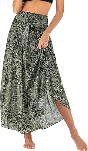 Adigaber 2 en 1 Jupon Femme Long Taille Haute Longue Maxi Jupe Bohême Tour de Taille Elastique Jupe Maxi Décontractée Vacances L'été Plage