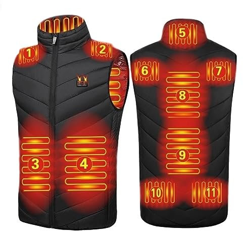 joyvio Electric Heated Vest, Unisex Washable USB Rechargeable Heated Waistcoat Winter Body Warmer Jacket Heated Gilet Coat for Outdoor Activities Men/Women Black (Power Bank Not Included)