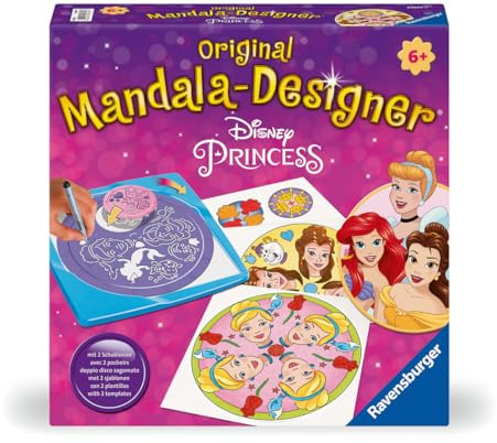Ravensburger – Mandala Designer – Dessin – Loisir créatif – Pochoirs – Crayons de Couleur Inclus – Disney Princesses – Disney – Tendance – Enfant – Dès 6 Ans – 23847 – Version française