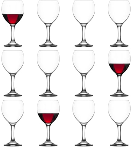 LAV 12x 260ml Misket Rotweingläser - Groß Spülmaschinenfest Glas Hochzeit Weihnachten Geburtstag Party Trinken Glaswaren Kelch Geschenkset