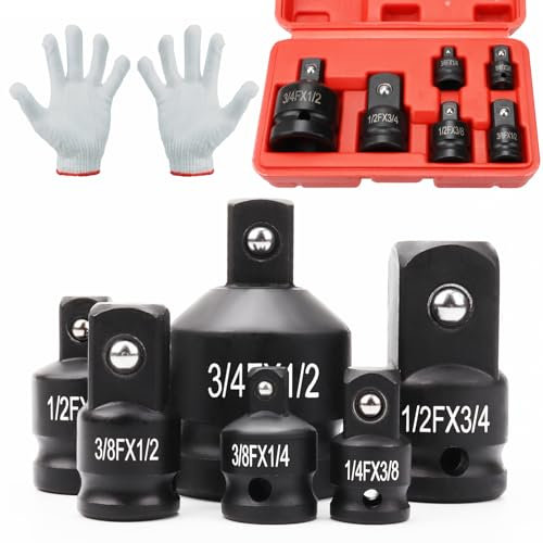 Wkmamo Lot de 6 adaptateurs de force pour visseuse à percussion, convertisseur de clé à douille pour clés à molette et barres de biche