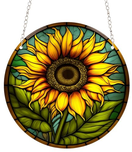 Sonnenfänger für Mütter - Sonnenblume Buntglas Fensterdekoration, Wanddekoration, Geburtstagsgeschenke