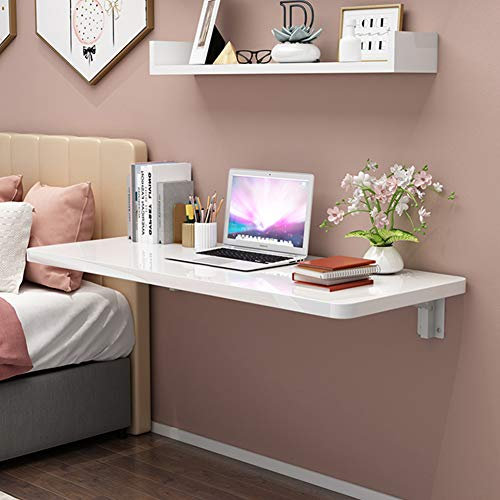 Klappbarer Wandtisch, Schwebender Arbeitstisch, An Der Wand Montierter Küchen-Esstisch, Drop-Leaf-Schreibtisch, Platzsparend, Für Waschküche/Loft/Kleine Wohnung, Weiß (100 × 40 Cm / 39 × 16 Zoll)