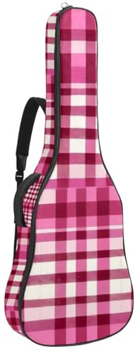 Schöne wasserdichte Tasche für Akustikgitarre, mehrere Taschen, Schutzschicht, grünes Retro-Karo, Mehrfarbig Nr. 04, 42.9x16.9x4.7 in, Gitarrentasche