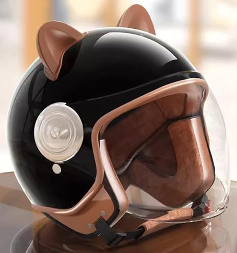 SJAPEX Casco Integral Retro para Niños Y Niñas, Homologado ECE, Casco Infantil Vintage 3/4, Cómodo Casco Infantil con Hebilla De Liberación Rápida 3,48~55cm