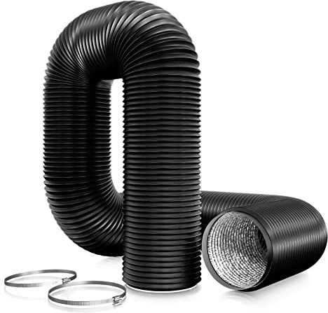 Aygrochy Aluminium PVC Ventilation Ducting with 2 Clamps,100mm Air Duct Flexible Hose for Universal Tumble Drier, Cooker Hood, Extractor Fan(100mm*6m)