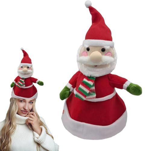 Animierter Weihnachtsmann,Tanzender Weihnachtsmann | Schreibtisch-Plüsch-elektrische schwingende singende Weihnachtsmannmütze | Musikalische Weihnachtsfigur, animierte Plüsch-Heimdekoration, süß für N