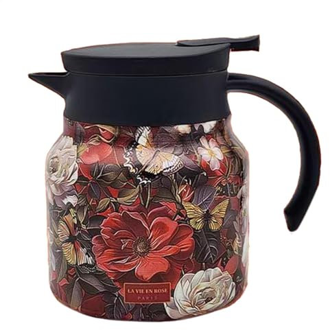 Floreal Teapot, in acciaio inox caffè caraffa, 800 ml Hot Beverage Dispenser, Thermal Coffee Pot, Insulated Hot Water Pitcher, Hot Drinks Pitcher, Ampia Capacity Coffee Pot, Thermal Coffee Pot