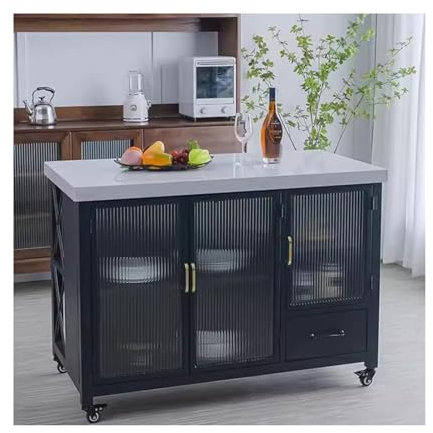 JYHUHGRG Îlot de Cuisine sur roulettes Meuble de Cuisine Table d'appoint Table de Cuisson Table de Bar pour la Maison Salle de Rangement Face au Mur Mobile