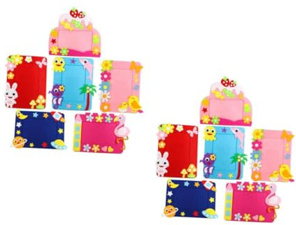 Gadpiparty 12 Sätze Buntes DIY Nonwoven Album mit Aufkleber und Kleber für Kreative Bilderrahmen Bastelmaterial für Kindergarten Vorschule und Zuhause