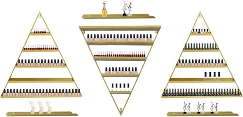 CCKUHN Étagères à Vernis à Ongles, Supports triangulaires pour Vernis à Ongles, 6 Supports muraux à 5 Niveaux, Support de Rangement pour Bouteilles pour Salon de Coiffure, doré
