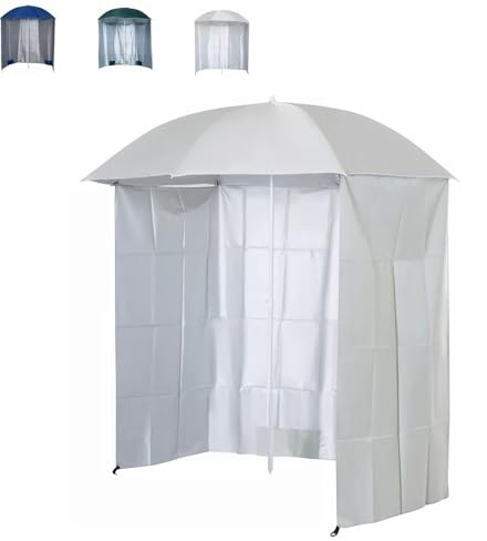 MACAGGTNTU 200cm Ombrellone da Spiaggia Portatile Parasole da Giardino con Tendina Laterale Esterno Ombrellone da Pesca, Verde, Blu, Beige(Beige)