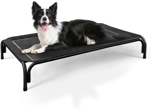 DOPEDIO Raised Dog Bed Black L Size Cooling Breathable Elevated Pet Bed | Oxford Cloth Mesh, Dry and Comfortable Throughout the Four Seasons, Suitable for Outdoor Travel