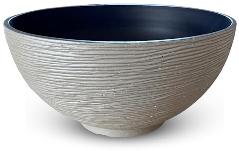 matches21 HOME & HOBBY Macetero grande para exterior en 45 x 23 cm, aspecto de piedra, cuenco decorativo de arena como cuenco para flores resistente a la intemperie