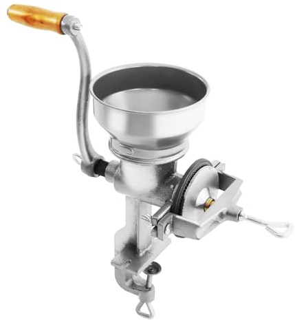 Macinino manuale per cereali, in acciaio inox, 14 cm di diametro, apertura larga, macinino a mano in ghisa, precisione di levigatura regolabile, macinino con morsetto da tavolo, grinder per caffè