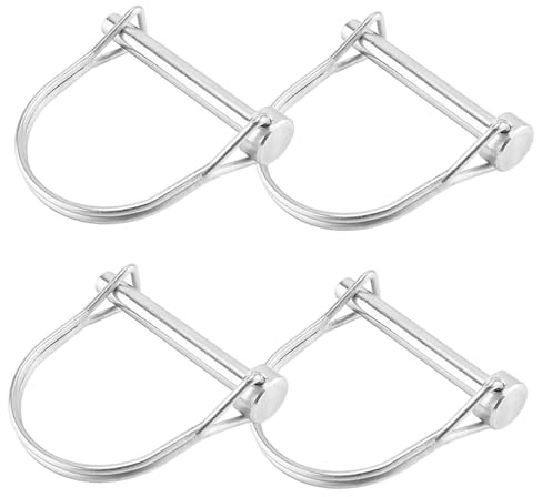 Pasador de tubo plegable, 5 x 35 mm, pasador de acoplamiento en forma de D, perno de seguridad de acero para muelles, con cierre de bloqueo, para remolques de granja, 4 unidades